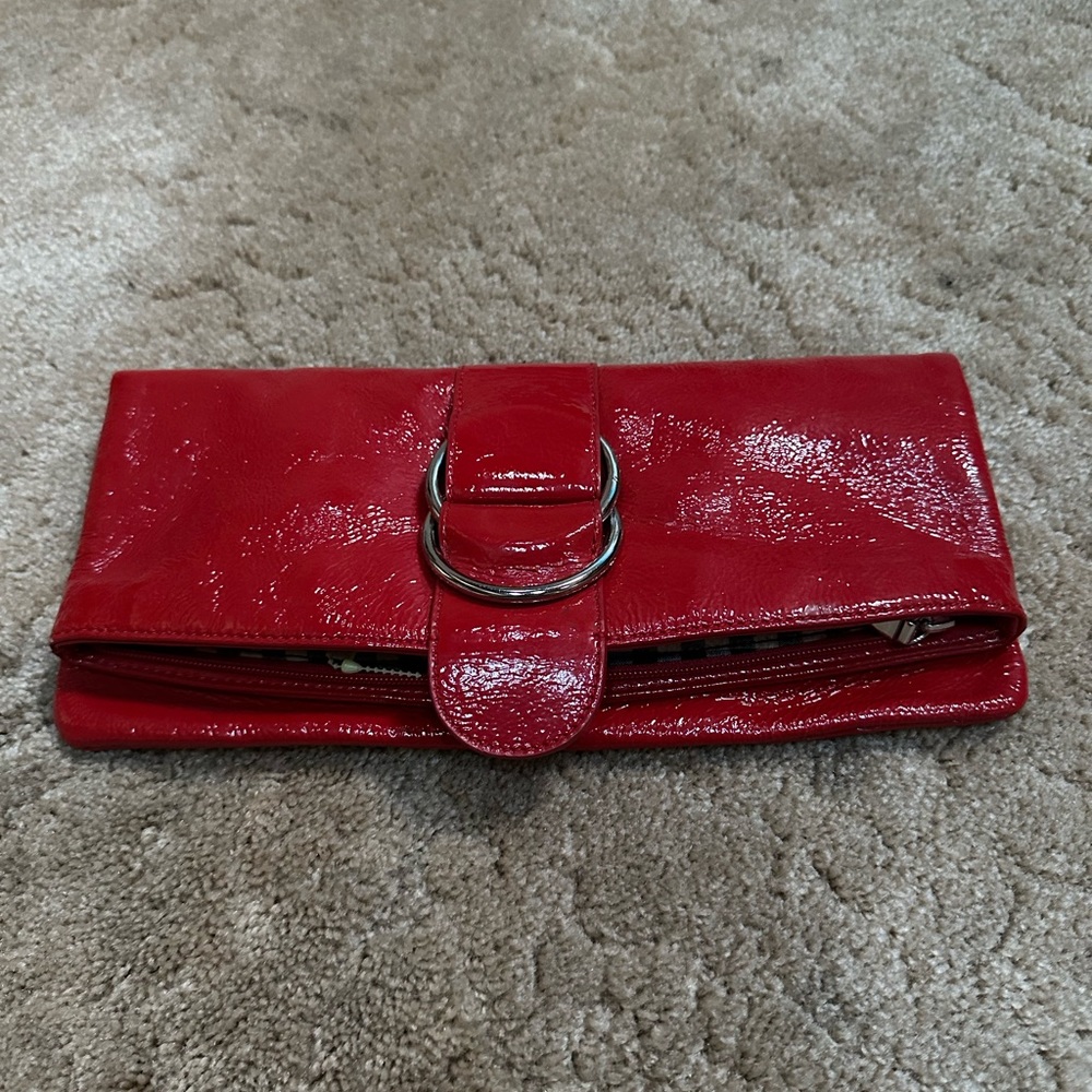 Red Hobo leather clutch